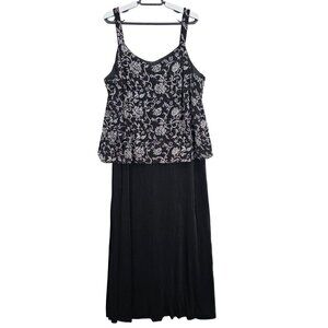 Womens Michaelangelo Black Floral Embellished Sleeveless Dress Empire Waist 20WP
